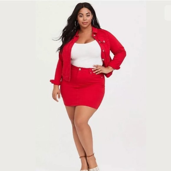 torrid Dresses & Skirts - Torrid Red Denim Mini Skirt